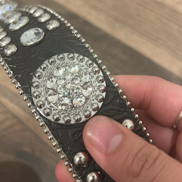 Blazin Roxx Blinged Rhinestone Genuine Leather Belt - Picture 3 of 12